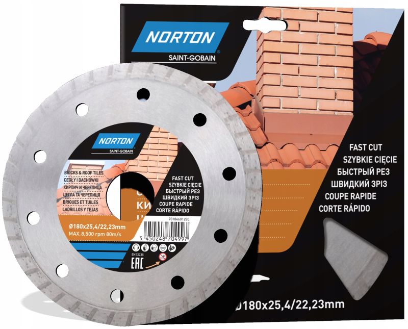 Tarcza diamentowa BRICKS & ROOF TILES NORTON 180 x 25.4/ 22.23 mm